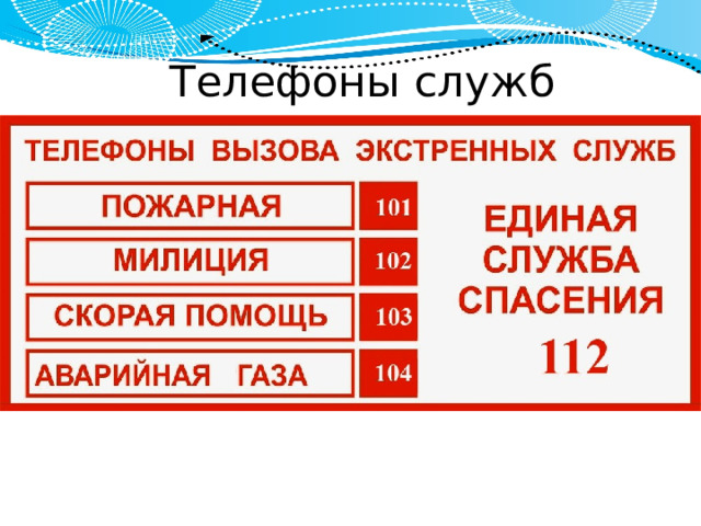 Телефоны служб 