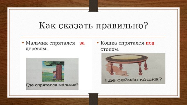 Как сказать правильно? Мальчик спрятался за деревом. Кошка спрятался под столом . 