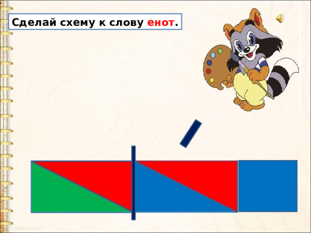Сделай схему к слову енот . 