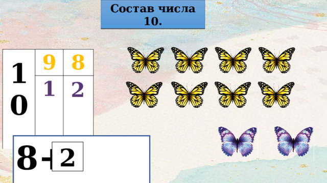 Состав числа 10.  10 9 8 1 2 8+ =10 2 