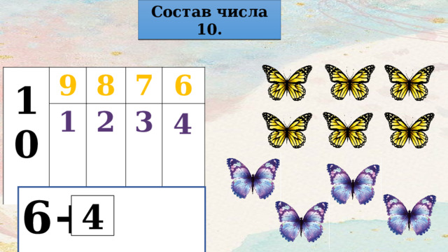Состав числа 10.  10 9 8 1 7 2 6 3 4 6+ =10 4 
