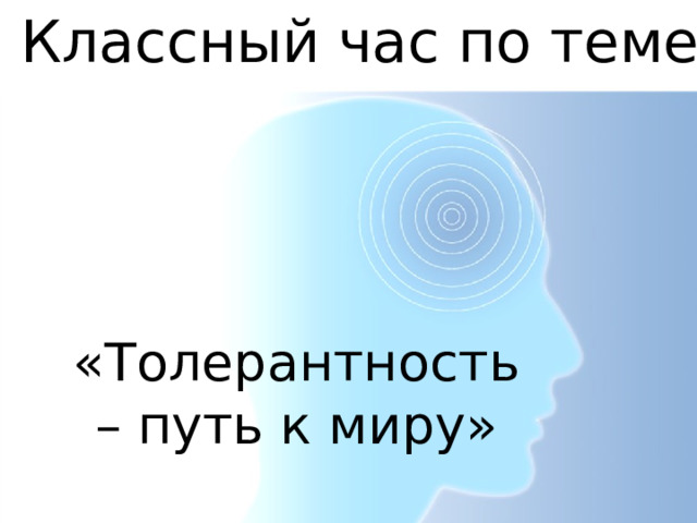 Классный час по теме «Толерантность – путь к миру» 