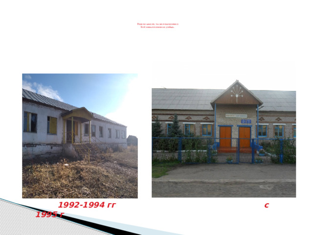      Родная школа, ты мне ежедневно  Всё новые познания даёшь.      1992-1994 гг с 1995 г 
