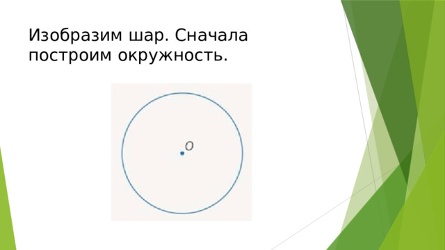 Изобразим шар. Сначала построим окружность. 