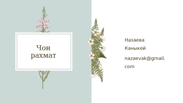 Назаева Каныкей nazaevak@gmail.com Чон рахмат 1 