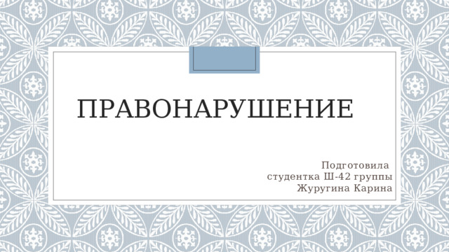 Правонарушение Подготовила студентка Ш-42 группы Журугина Карина  