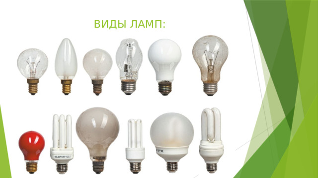 ВИДЫ ЛАМП: 