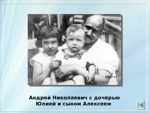 1927 г. Андрей Николаевич с дочерью Юлией и сыном Алексеем  