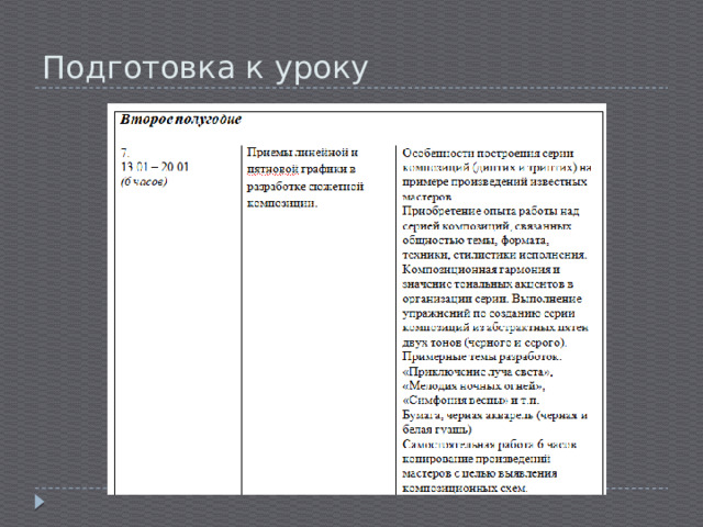 Подготовка к уроку 