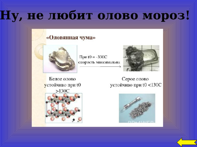 Ну, не любит олово мороз! 