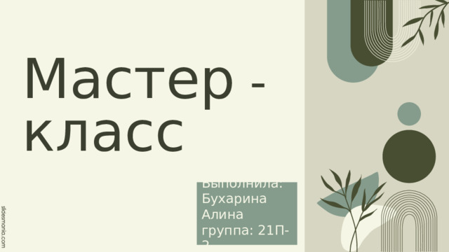 Мастер - класс Выполнила:  Бухарина Алина  группа: 21П-2 