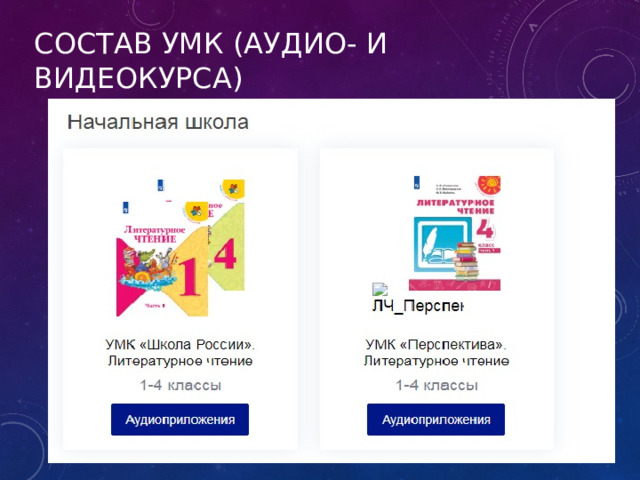 Состав УМК (аудио- и видеокурса) 