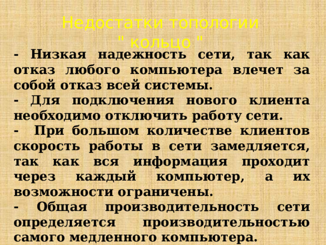 Недостатки топологии 