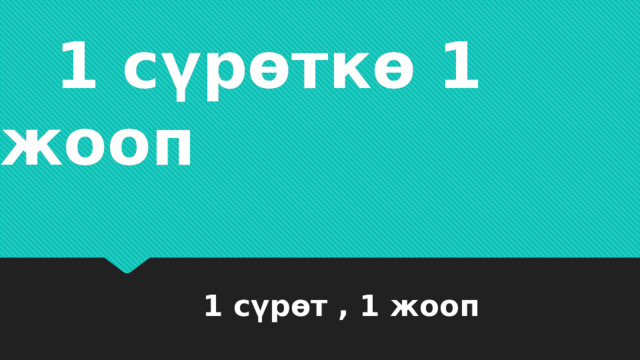  1 сүрөткө 1 жооп 1 сүрөт , 1 жооп 