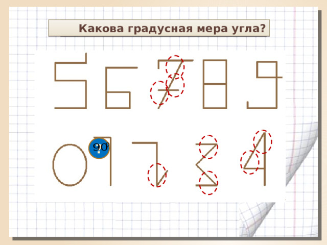  Какова градусная мера угла? Найти на рисунке острые углы. ? 