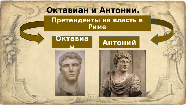 Октавиан и Антонии. Претенденты на власть в Риме Октавиан Антоний 