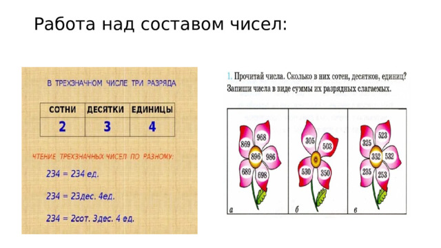 Работа над составом чисел: 