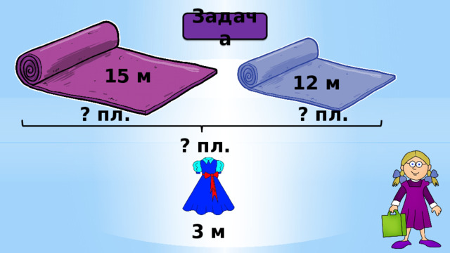 Задача 15 м 12 м ? пл. ? пл. ? пл. 3 м 