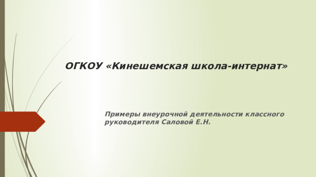 ОГКОУ «Кинешемская школа-интернат» Примеры внеурочной деятельности классного руководителя Саловой Е.Н. 