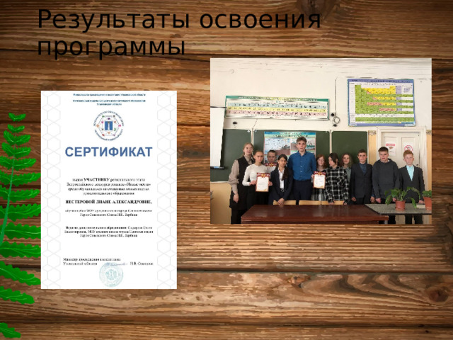 Результаты освоения программы 