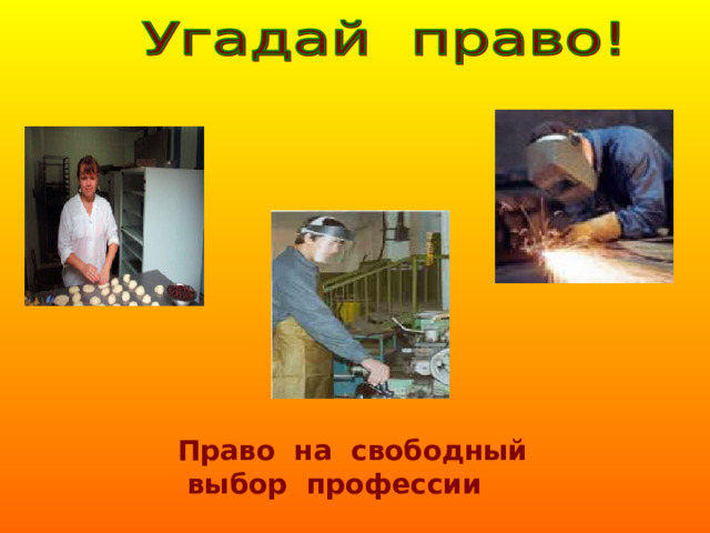 Право на свободный  выбор профессии 