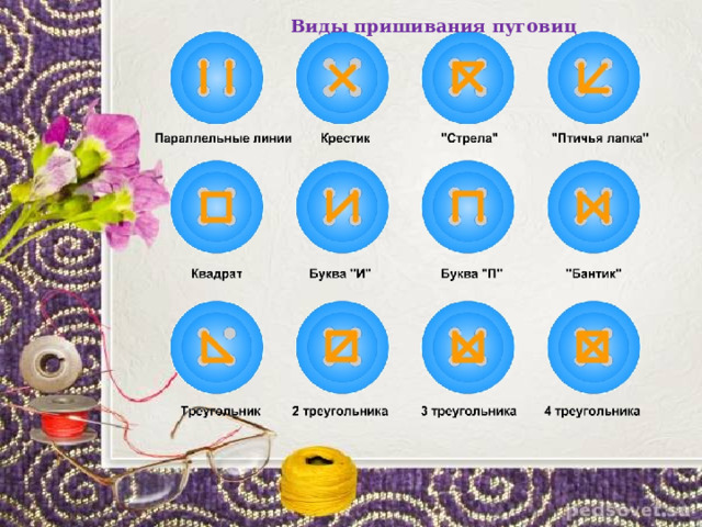 Виды пришивания пуговиц 