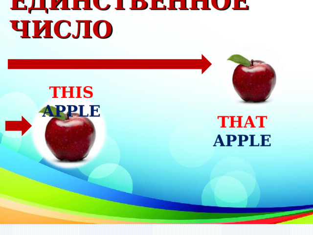 ЕДИНСТВЕННОЕ ЧИСЛО THIS  APPLE THAT  APPLE 