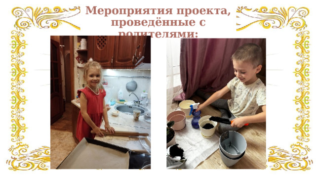 Мероприятия проекта, проведённые с родителями: 