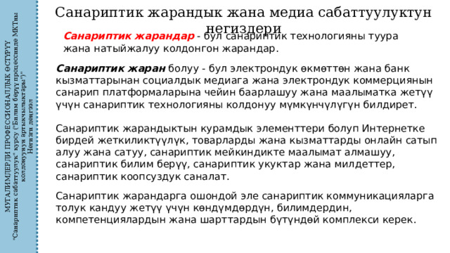 МУГАЛИМДЕРДИ ПРОФЕССИОНАЛДЫК ӨСТҮРҮҮ 