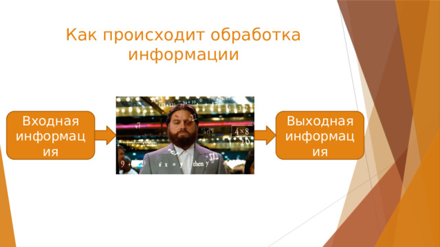 Как происходит обработка информации Входная информация Выходная информация 