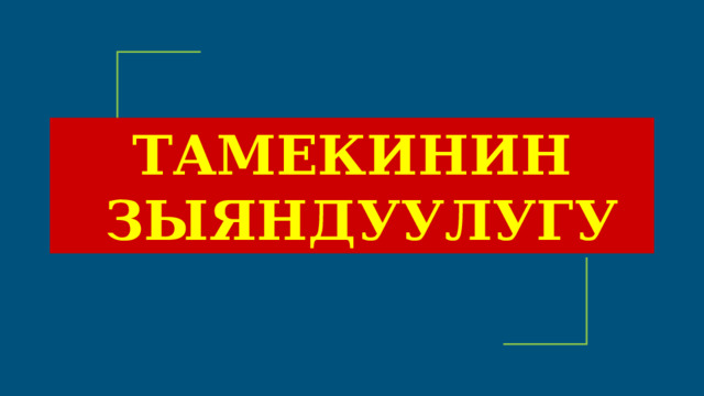 ТАМЕКИНИН  ЗЫЯНДУУЛУГУ 