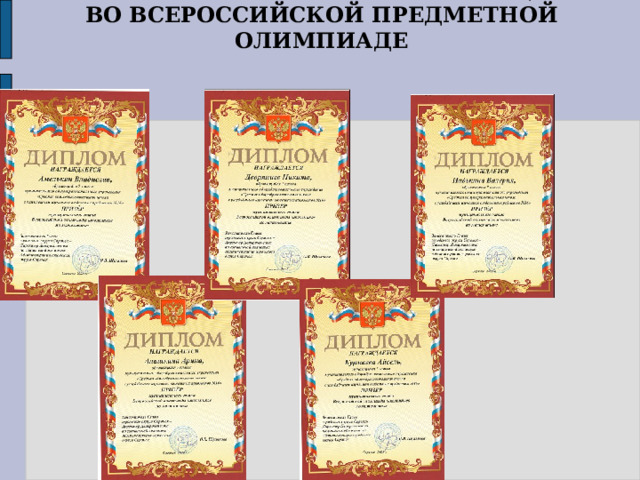 5. Результаты участия обучающихся во Всероссийской предметной олимпиаде 