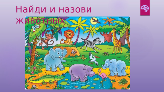 Найди и назови животных 