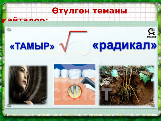  Өтүлгөн теманы кайталоо: 