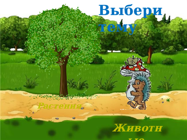 Выбери тему  Растения  Животные 