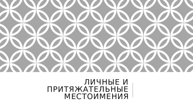 Личные и притяжательные местоимения 