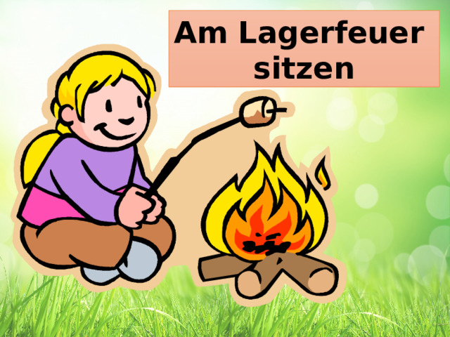 Am Lagerfeuer sitzen 