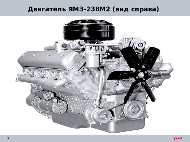 Двигатель ЯМЗ-238М2 (вид справа) 