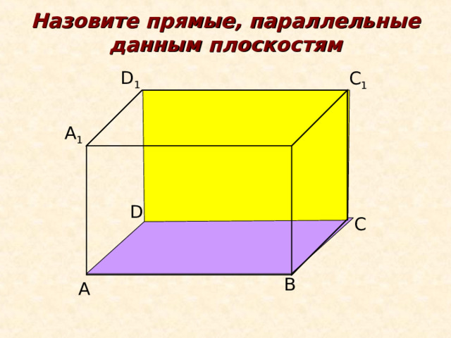 Назовите прямые, параллельные данным плоскостям D 1 С 1 А 1 D С В А 