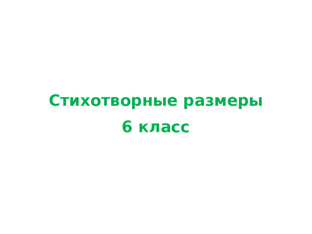  Стихотворные размеры  6 класс   