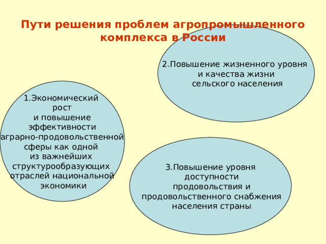 Пути решения проблем агропромышленного комплекса в России 