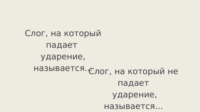 Слог, на который падает ударение, называется... Слог, на который не падает  ударение, называется... 