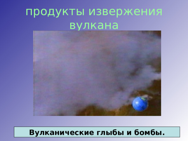 продукты извержения вулкана Вулканические глыбы и бомбы. 