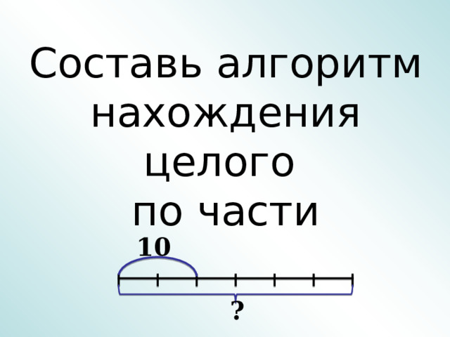 Составь алгоритм нахождения целого  по части 10 ? 
