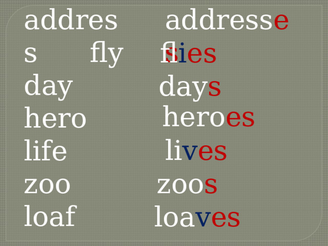 address fly address es day hero life zoo loaf fl i es day s hero es  li v es zoo s loa v es 