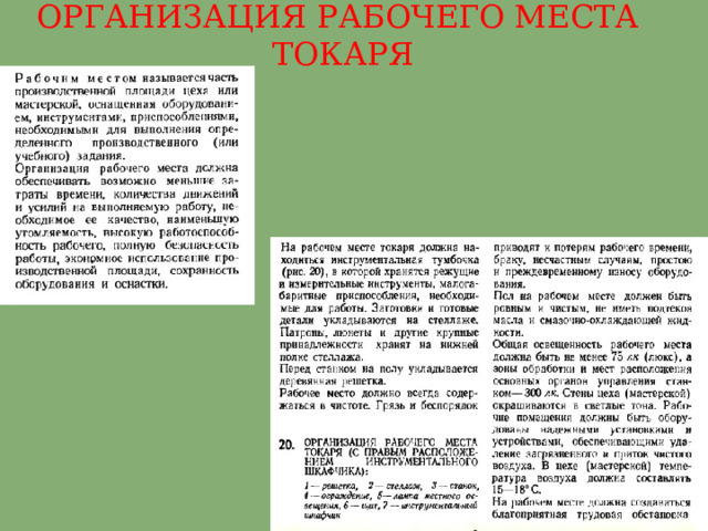 ОРГАНИЗАЦИЯ РАБОЧЕГО МЕСТА ТОКАРЯ 