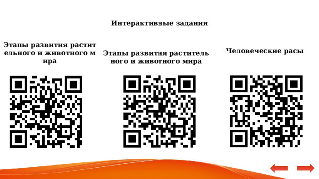 Интерактивные задания   Этапы развития растительного и животного мира Этапы развития растительного и животного мира Человеческие расы 