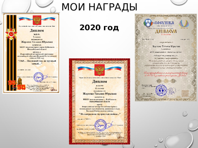 Мои награды 2020 год 