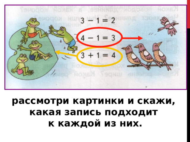 рассмотри картинки и скажи, какая запись подходит к каждой из них. 