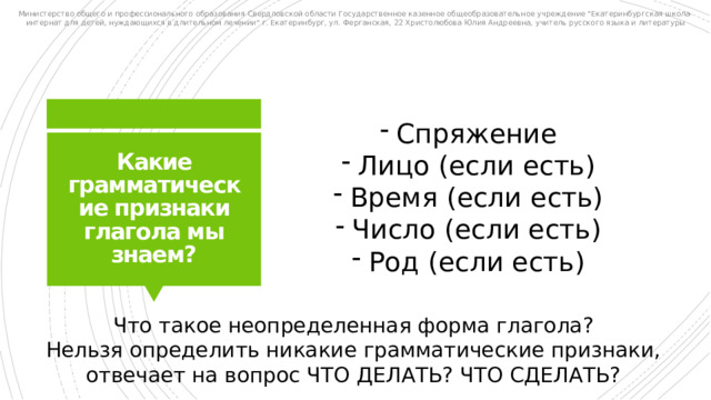 Министерство общего и профессионального образования Свердловской области Государственное казенное общеобразовательное учреждение 